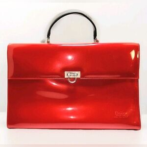 Beijo Business Class Red Patent Leather Large Top Handle Bag/Purse/Tote Rare